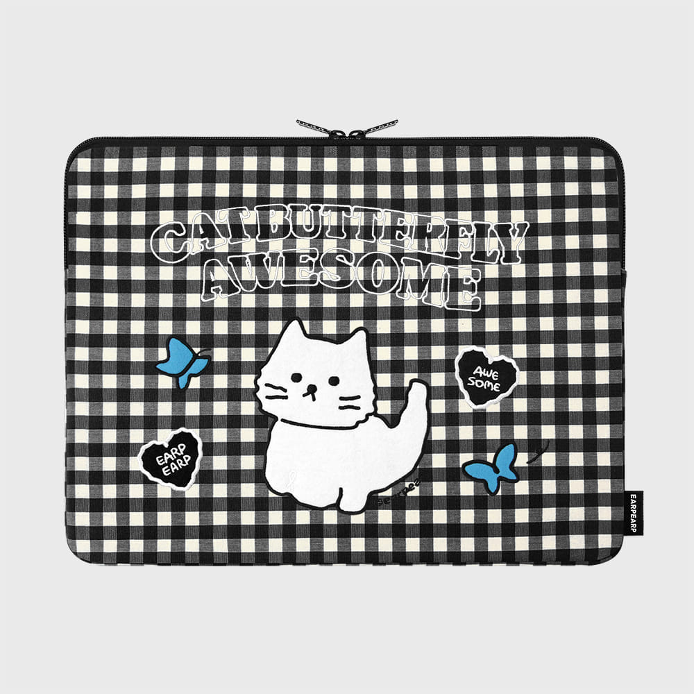 AWESOME CAT CHECK-BLACK(15인치 노트북파우치)